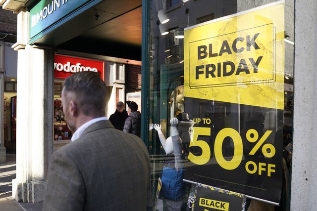 Shopper footfall remained significantly lower than pre-pandemic levels last week despite the Black Friday sales event, figures show (Andrew Matthews/PA)