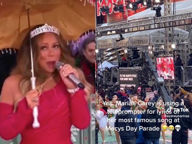 <p>TikTok appears to show Mariah Carey using teleprompter to sing “All I Want for Christmas is You” during Macy’s Thanksgiving parade</p>