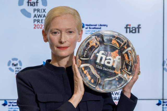 Tilda Swinton was presented with the annual FIAF award for advocacy of film heritage (Neil Hanna/PA)