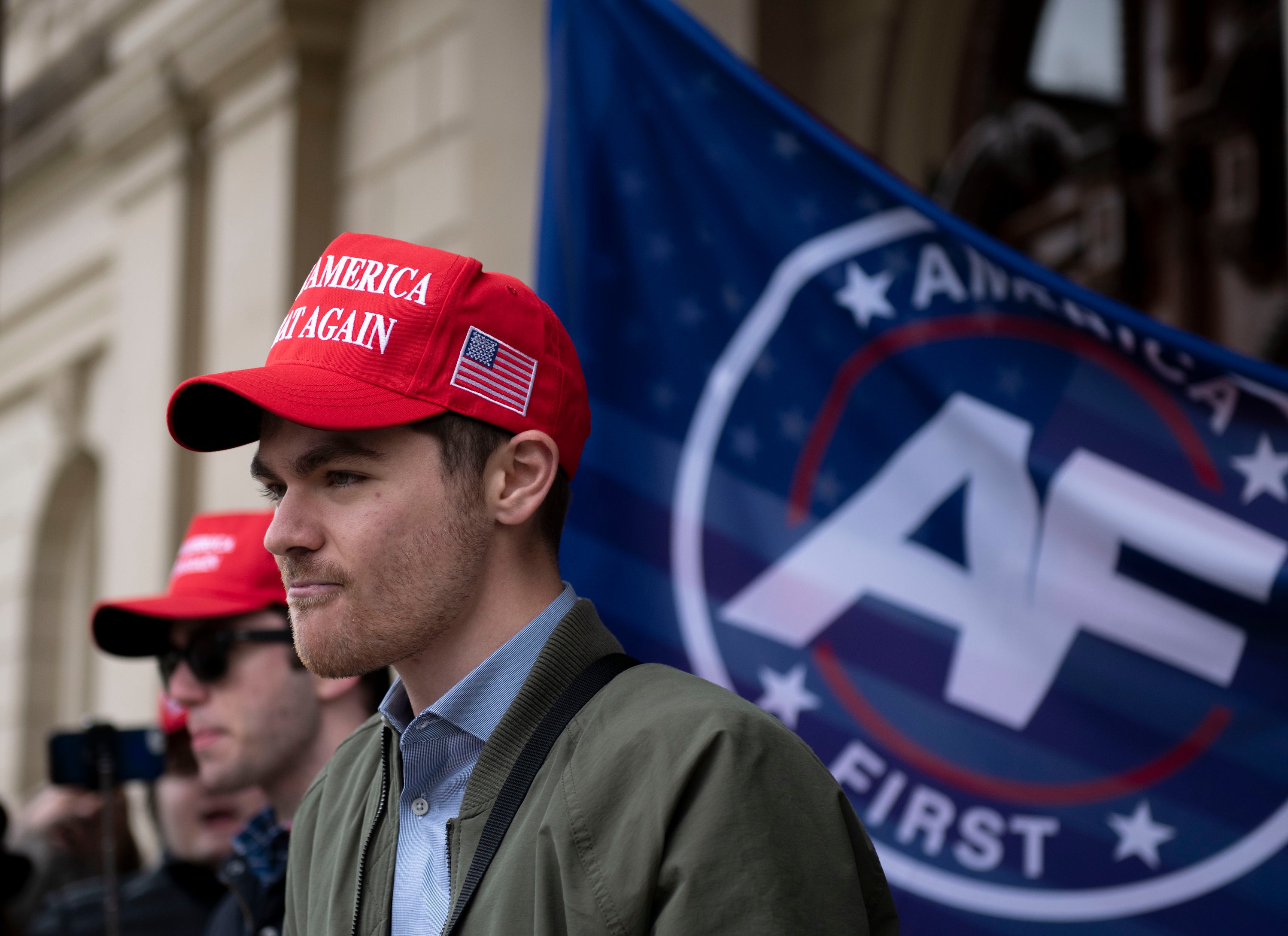 Nick Fuentes held Nov 11 2020 rally in Michigan where he backed Trump’s false claims about election results