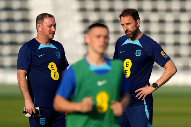 Gareth Southgate, right, is concerned growing expectation levels on Phil Foden could be setting him up to fail (Martin Rickett/PA)