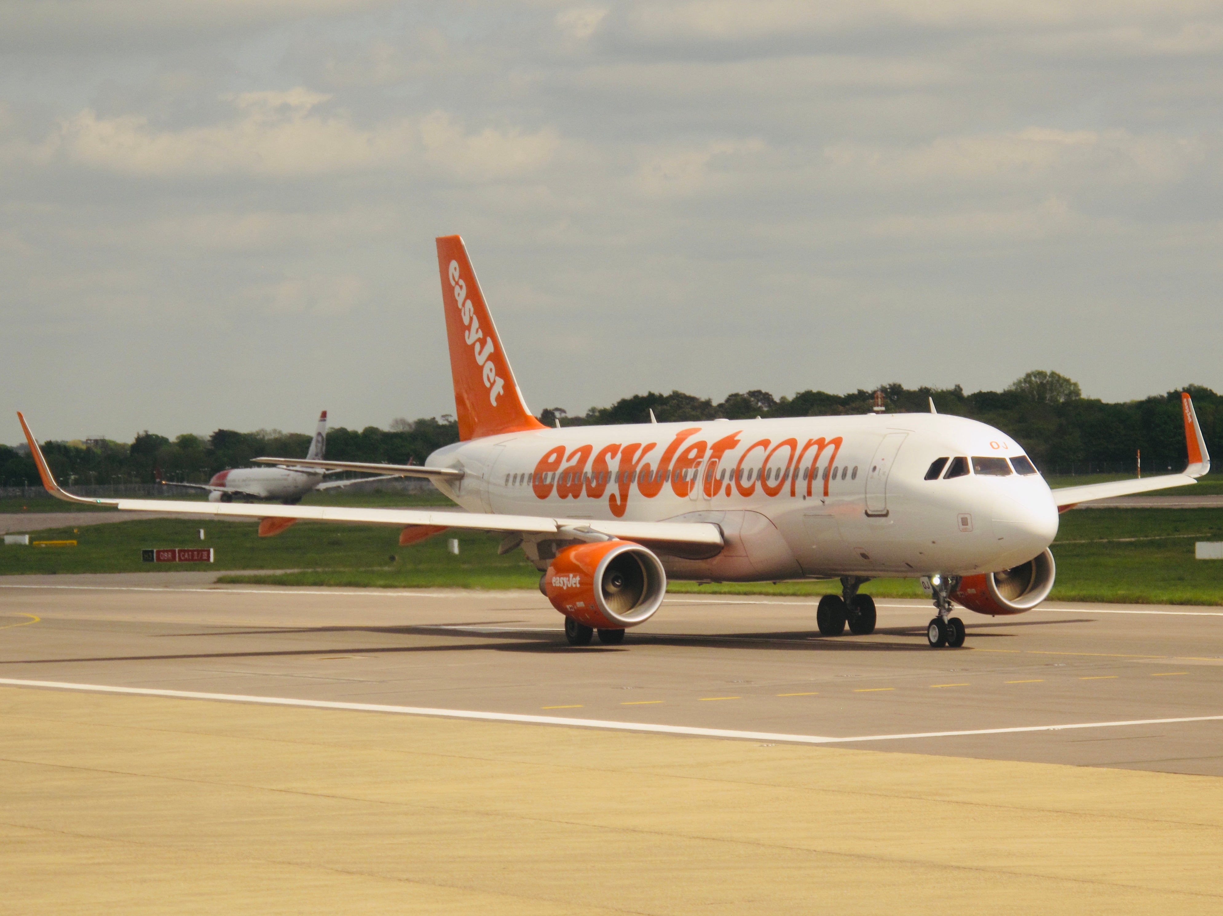 Sunny outlook: easyJet Airbus at London Gatwick airport, the airline’s main hub