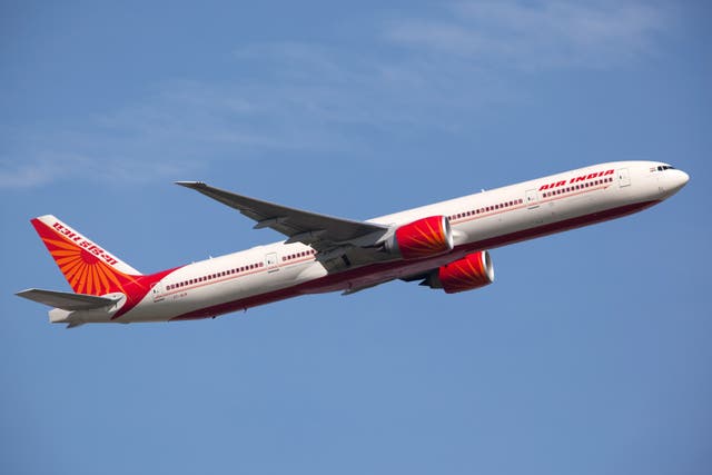 <p>File: Air India flight taking off from the Frankfurt International Airport </p>