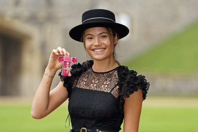 Emma Raducanu after she was made an MBE (Andrew Matthews/PA)