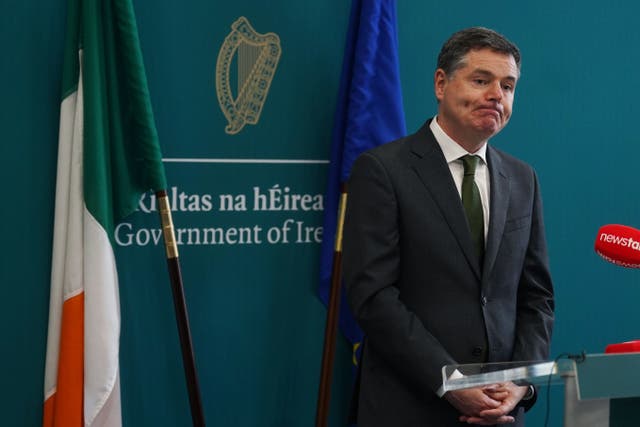 Minister for Finance Paschal Donohoe during a media briefing at the Department of Finance, Dublin, following the publication of the Finance Bill 2022 (Brian Lawless/PA)