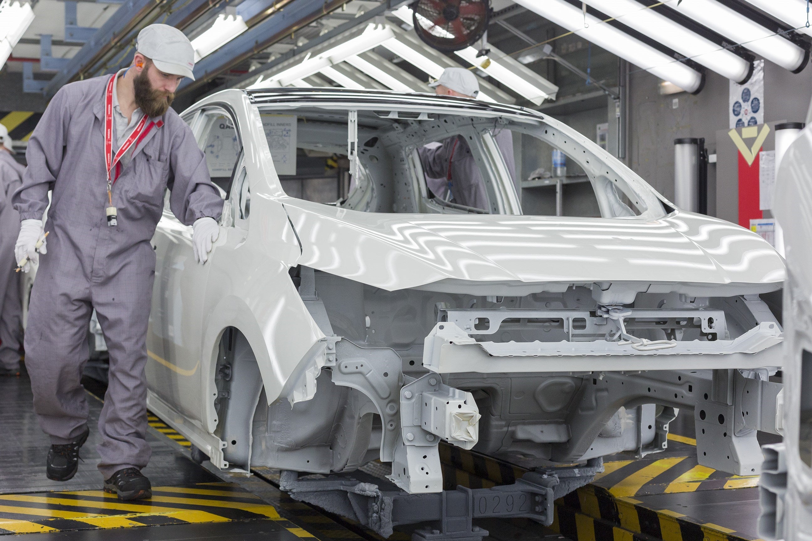 Production of the Nissan Leaf, an electric vehicle, at the plant in Sunderland