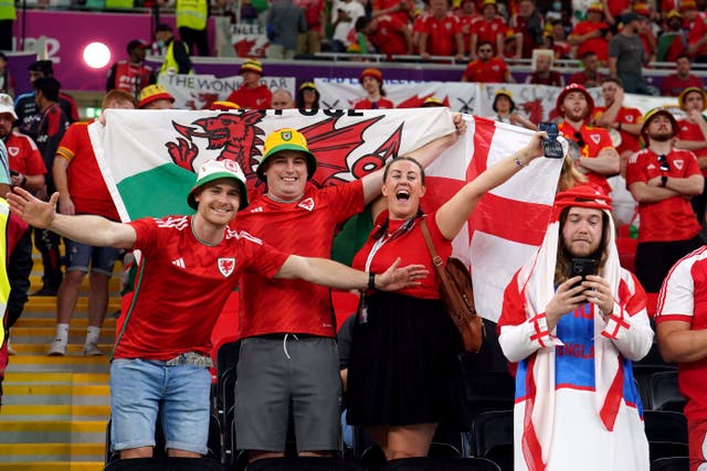 Wales and England fans in the stands (Martin Rickett/PA)