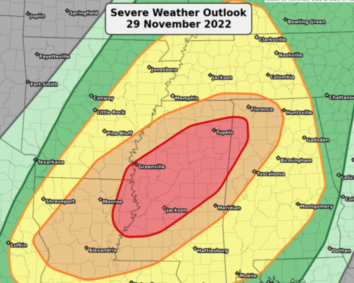 Tornado warning – live news: 40 million in US South warned of ‘rare’ twister outbreak amid stormy weather