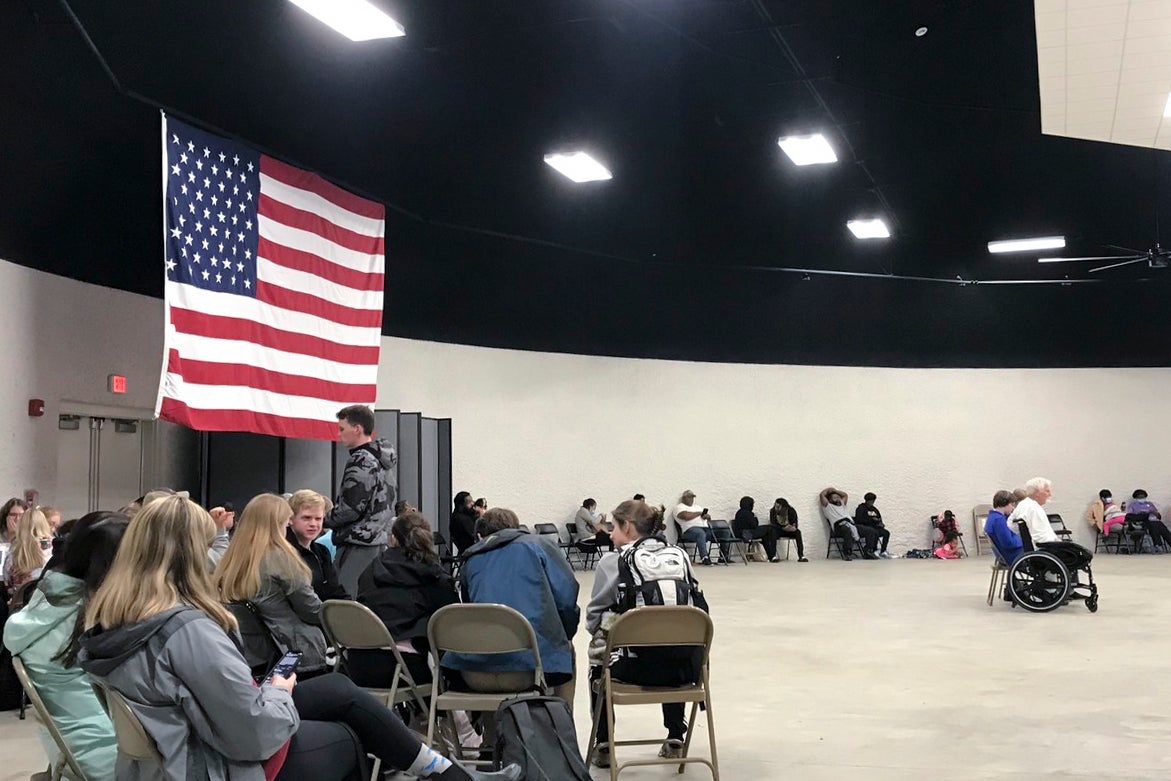 Tornado shelter opened by the Oktibbeha County Emergency Management agency on Tuesday