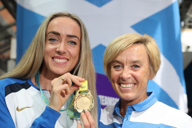 Eilish McColgan and her mother Liz at the Commonwealth Games (Jeff Holmes/PA)