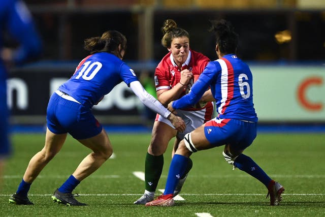 Siwan Lillicrap, centre, in action for Wales (Simon Galloway/PA)
