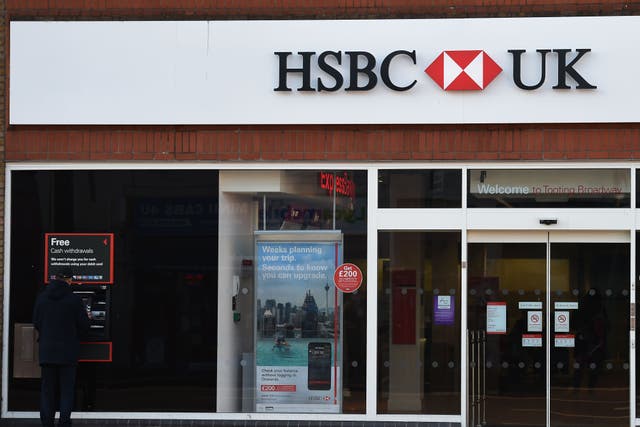 HSBC has said that around 100 staff could leave the bank as a result of plans to axe 114 UK branches from April next year (Charlotte Ball/ PA)