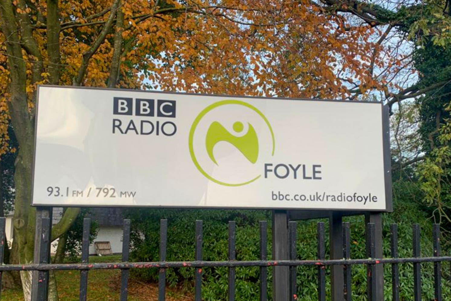 A sign outside the BBC Radio Foyle studios in Derry City, Co Londonderry (Patrick Doherty/PA)