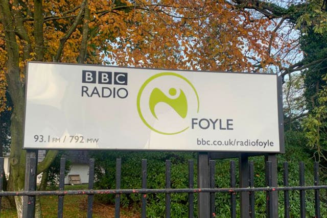 A sign outside the BBC Radio Foyle studios in Derry City, Co Londonderry (Patrick Doherty/PA)