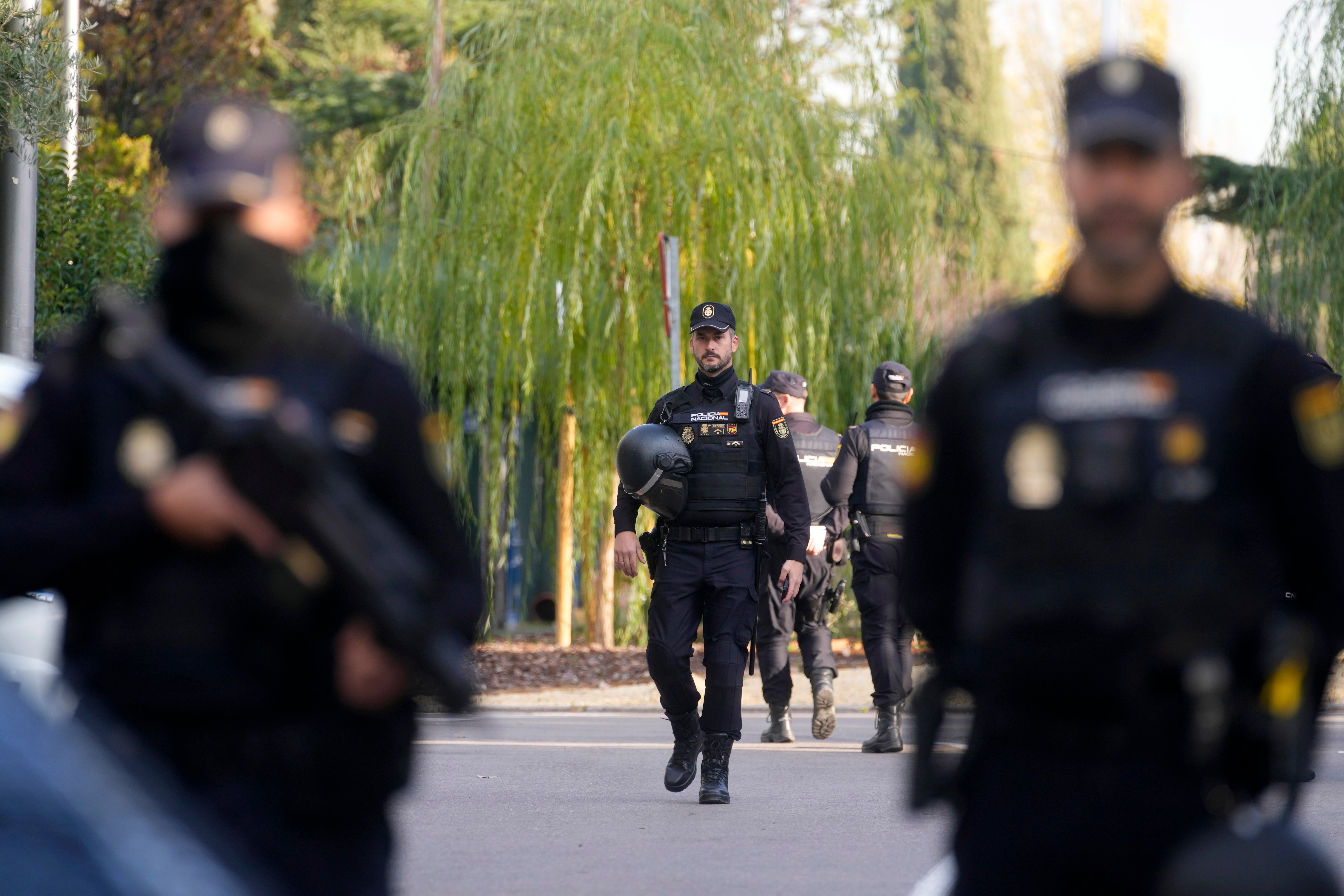 Armed police patrol Madrid