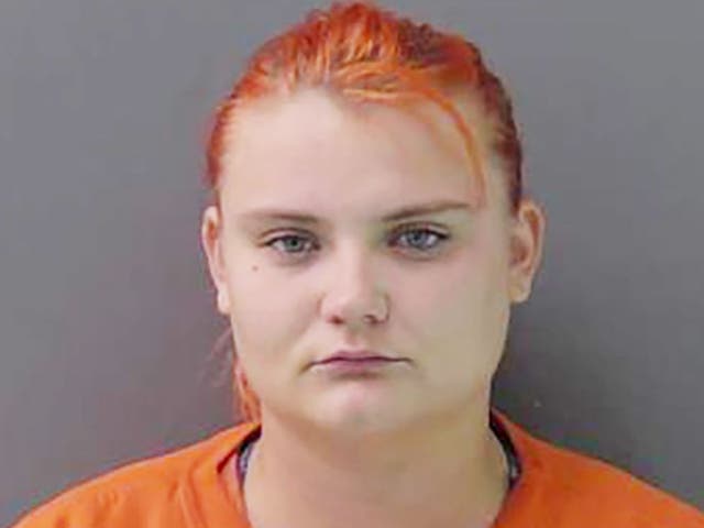 <p>Cecily Aguilar is seen in her mugshot after being charged in connection with the killing of Vanessa Guillen</p>