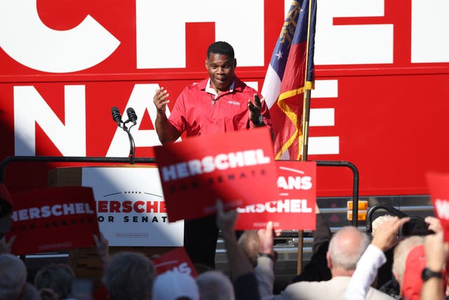 <p>Herschel Walker campaigns in Greensboro, Georgia</p>