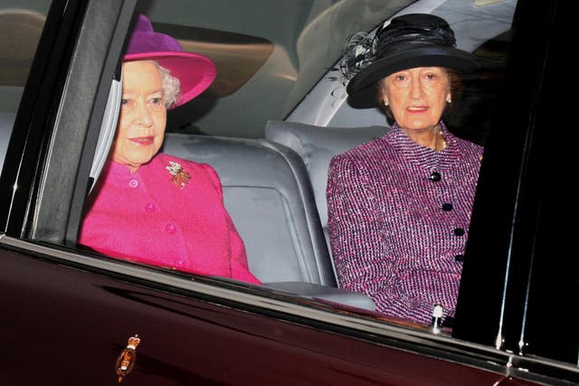 Queen Elizabeth II, and her lady in waiting, Lady Susan Hussey (Chris Radburn/PA)