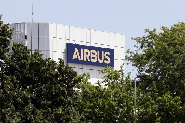 <p>The logo of Airbus group is displayed in Toulouse, south of France</p>
