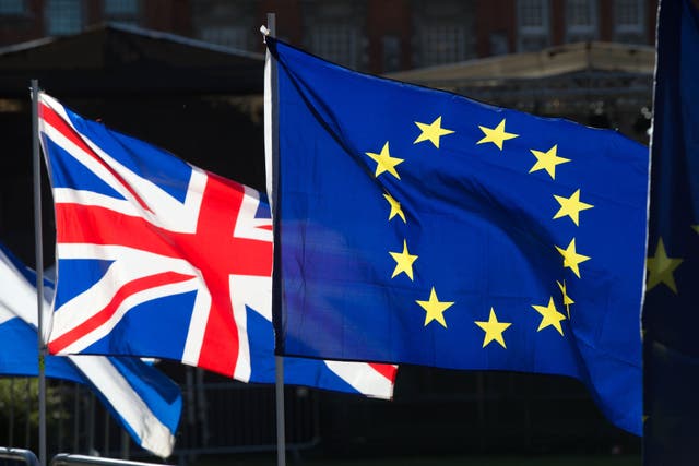 <p>UK and EU flags (Jonathan Brady/PA)</p>