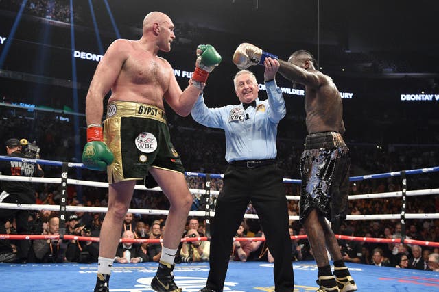 Tyson Fury (right) was first knocked down in the ninth round at the Staples Center in Los Angeles (Lionel Hahn/PA)