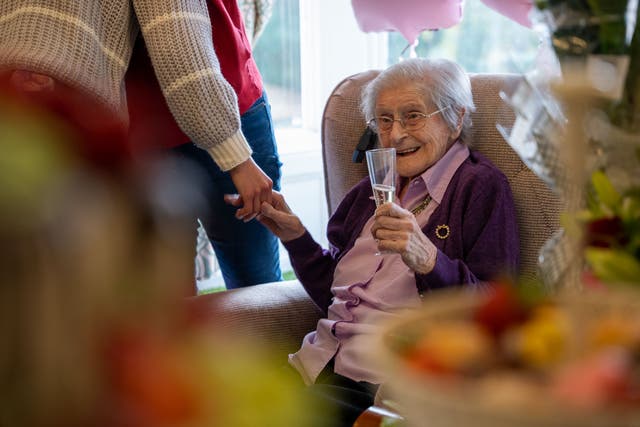 Kathleen Withall enjoys her 103rd birthday party (CHD Living/PA)