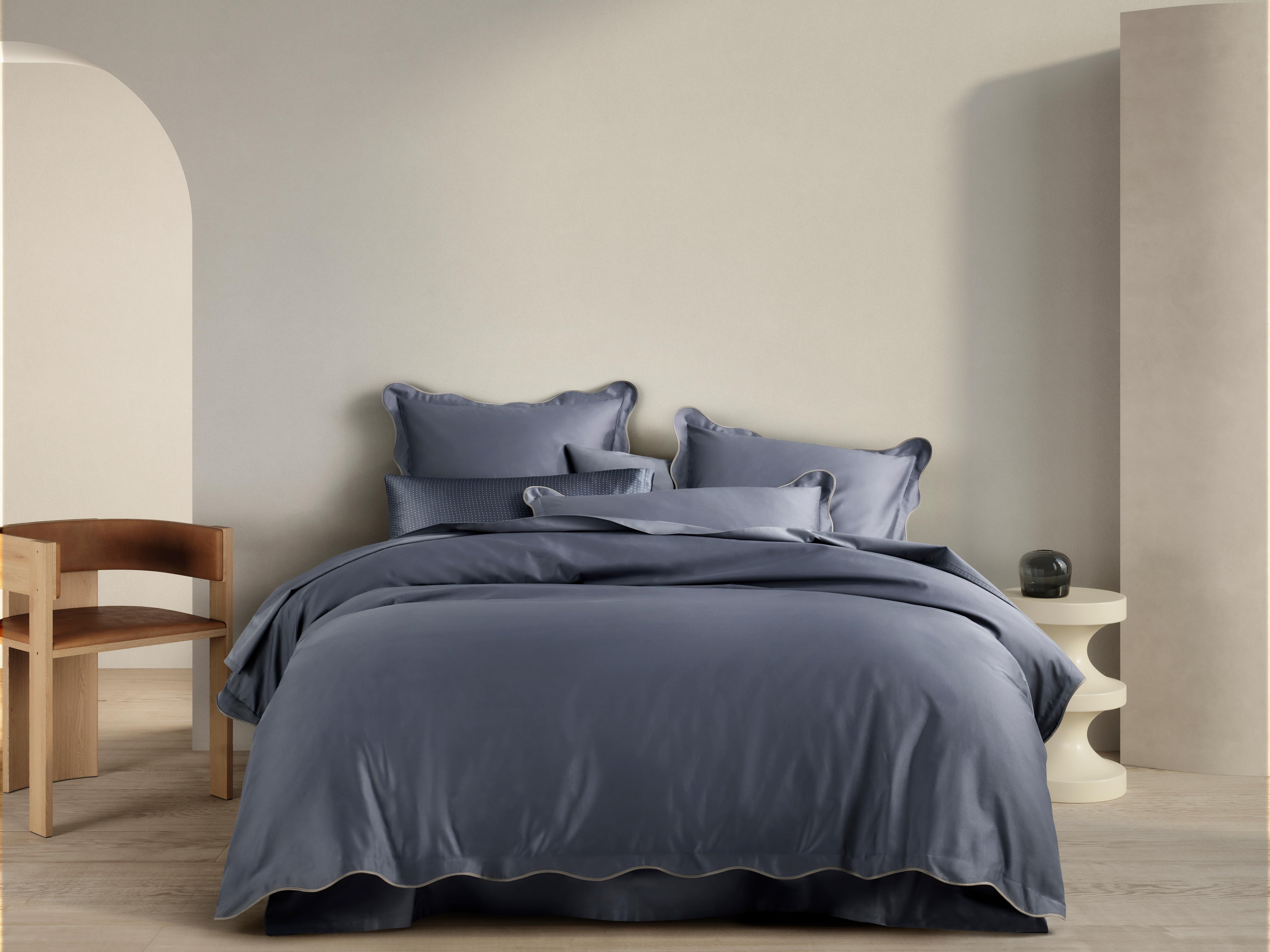 You got it covered: a Tamber quilt set in smokey blue