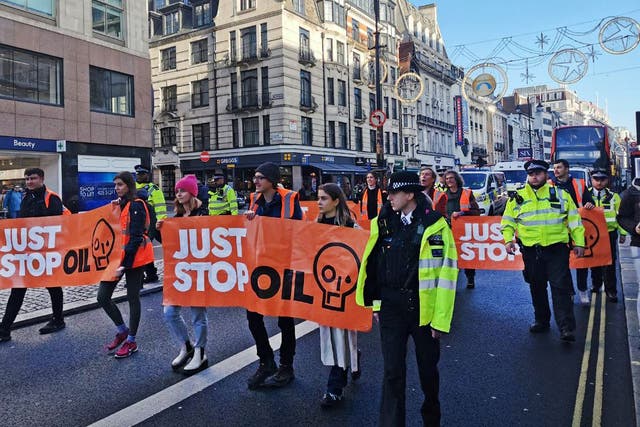 Just Stop Oil protesters have become ‘much less assertive’ because their suspected leaders are in custody, according to Metropolitan Police Commissioner sir Mark Rowley (Just Stop Oil/PA)