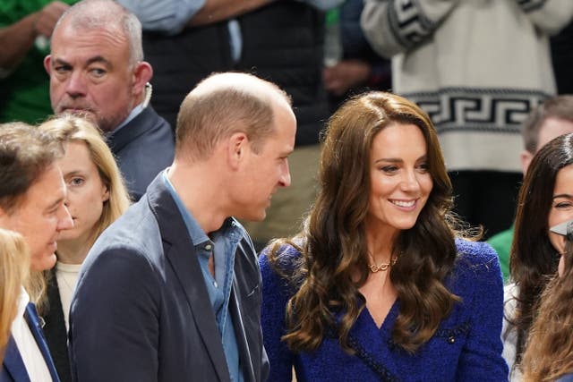 The Prince and Princess of Wales attend the Wednesday night National Basketball Association game between the seventeen-time World Champion Boston Celtics and the Miami Heat at TD Garden in downtown Boston, USA. Picture date: Wednesday November 30, 2022.