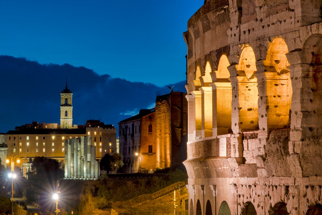 View of the Colosseum and the Campidoglio, Rome, Italy
