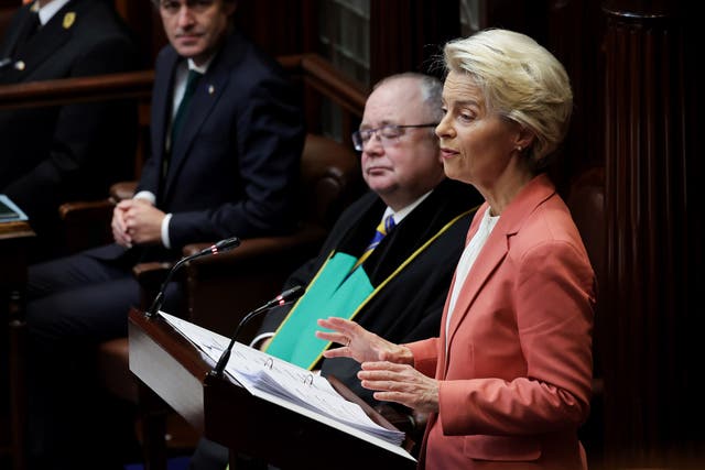 European Commission president Ursula von der Leyen addressed a joint sitting of the Dail and Seanad (Maxwell Photography/PA)