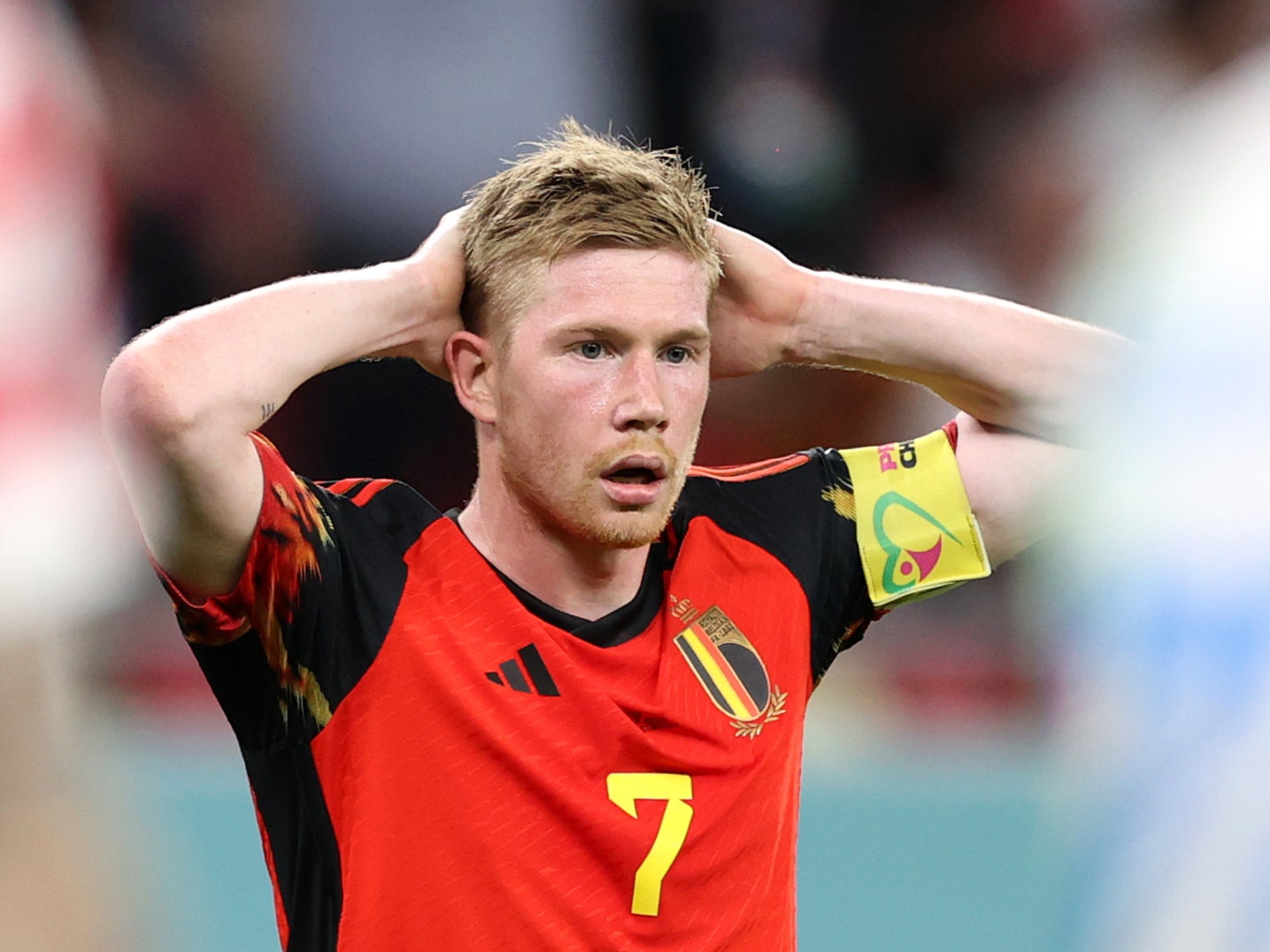 Kevin De Bruyne during his Belgium side’s World Cup clash with Croatia