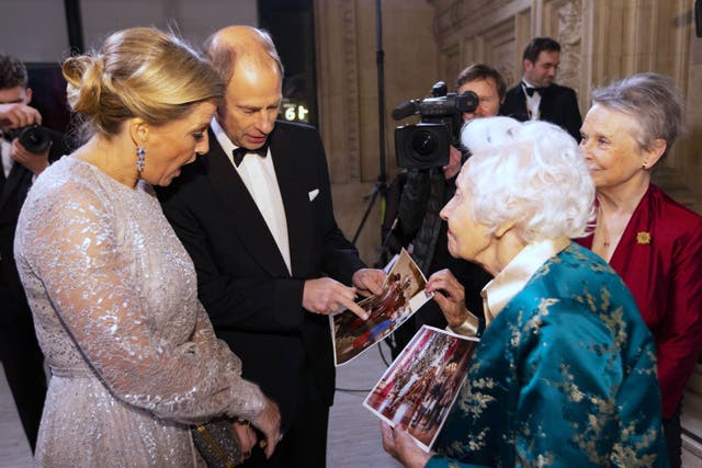 The Earl and Countess of Wessex meet Joan Williams (David Parry/PA)