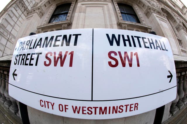 Parliament Street and Whitehall street sign in central London (Victoria Jones/PA)