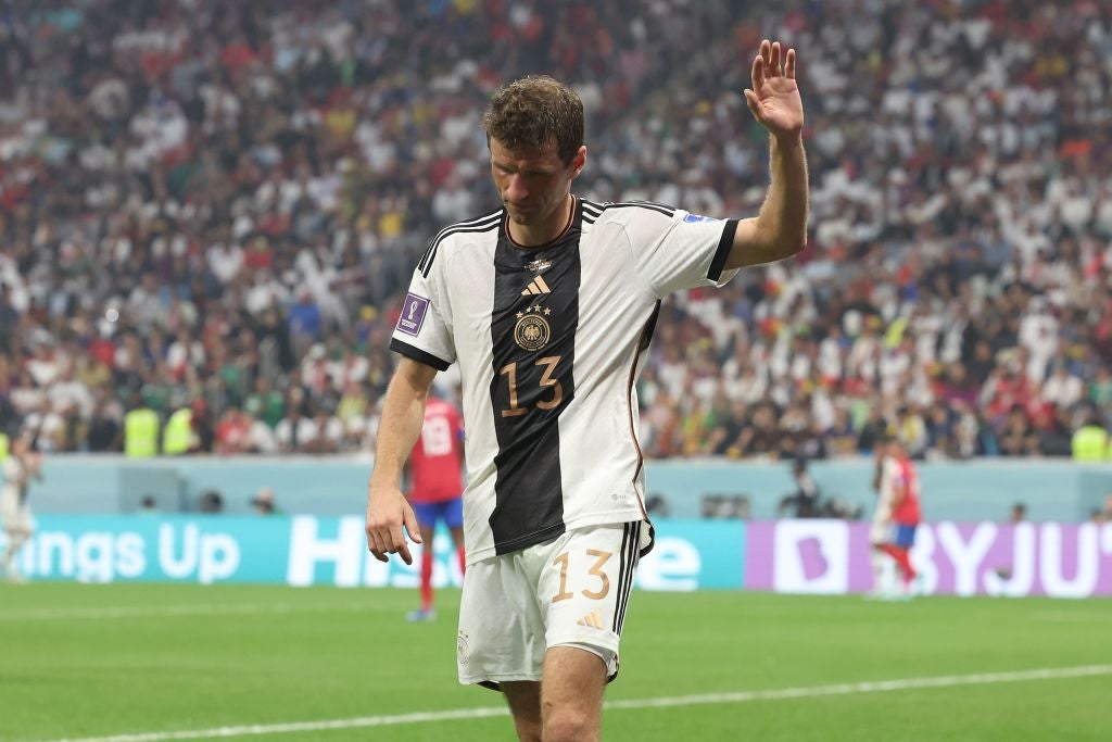 Thomas Muller waves goodbye after Germany’s shock exit