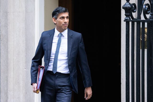 <p>Rishi Sunak departs his official residence at 10 Downing Street</p>