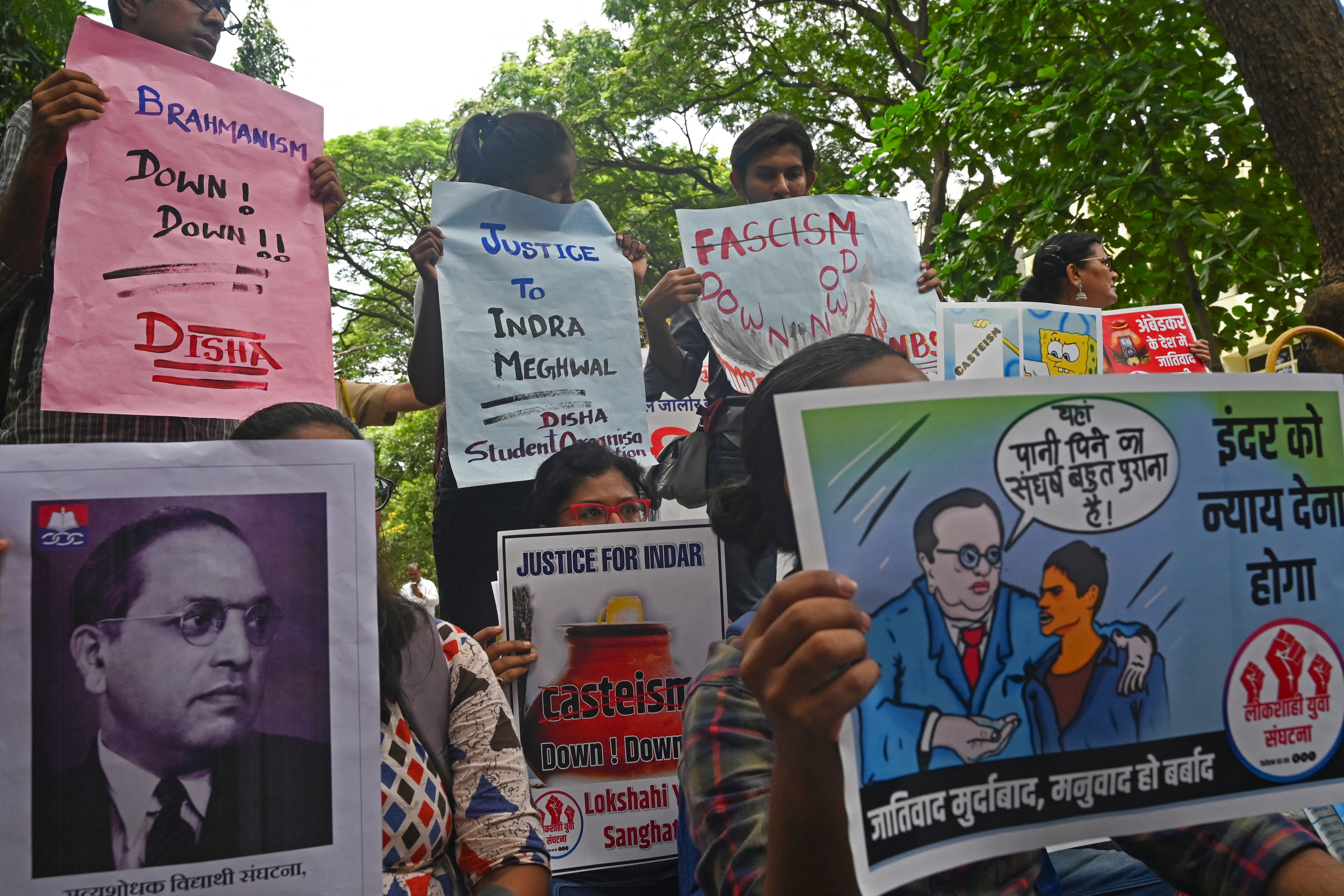 Students in Mumbai protest against caste discrimination