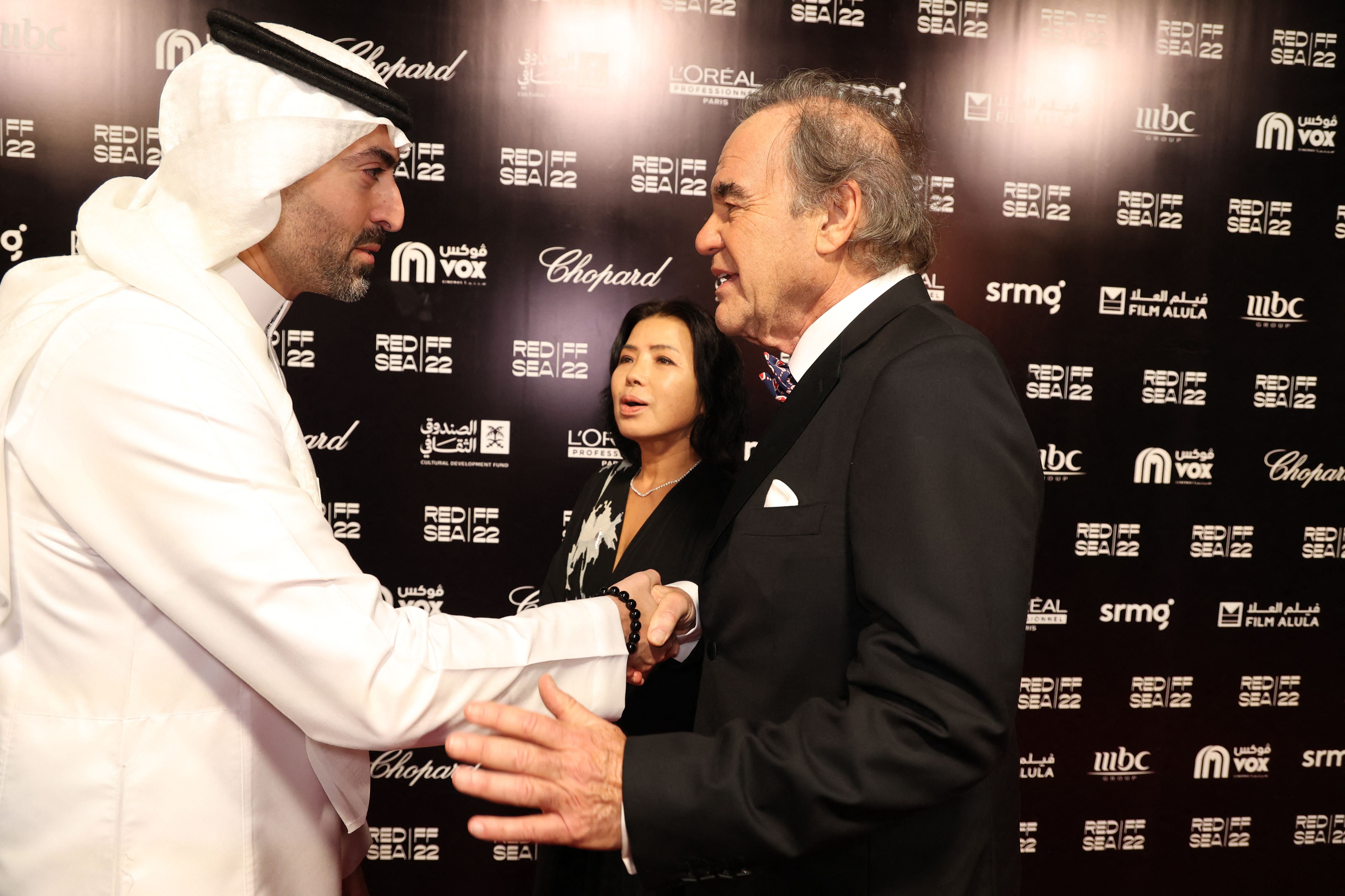 Festival CEO Mohammed al-Turki and US director Oliver Stone