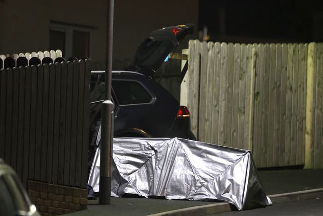 A tent erected next to a car at the scene of a fatal shooting in the Ardcarn Park area of Newry on Thursday evening (Liam McBurney/PA)