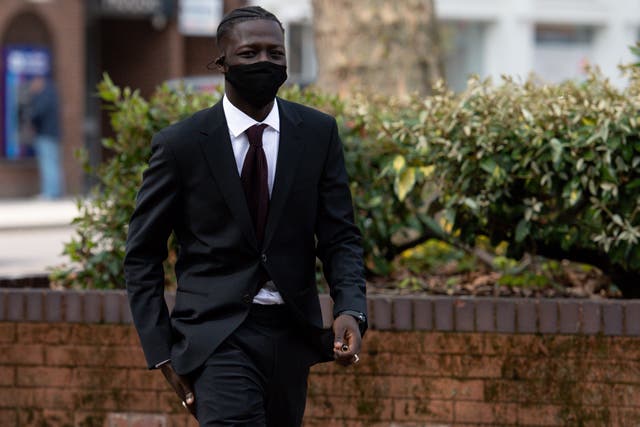 Rapper Pa Salieu arrives at Coventry Magistrates’ Court where he is charged with two counts of violent disorder, wounding with intent and possession of an offensive weapon. The charges were brought by West Midlands Police after an inquiry into the 2018 death of 21-year-old Fidel Glasgow in Coventry. Picture date: Wednesday April 28, 2021.