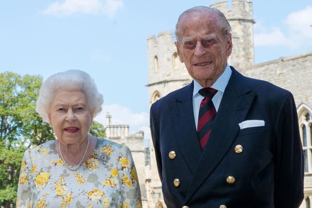 The Queen and the Duke of Edinburgh pictured in the quadrangle of Windsor Castle ahead of his 99th birthday (Steve Parsons/PA)