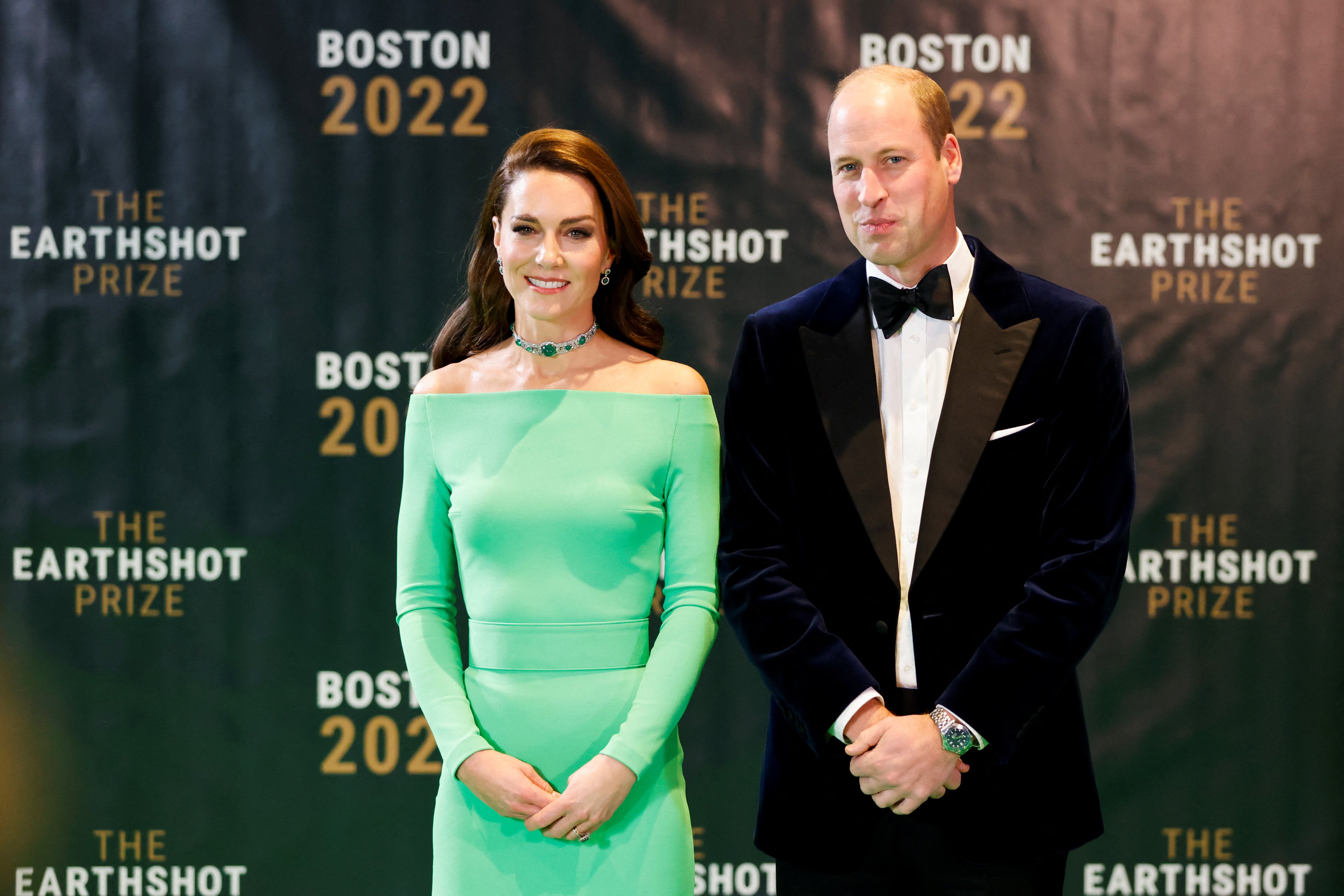 William and Kate on the green carpet in Boston, Massachusetts