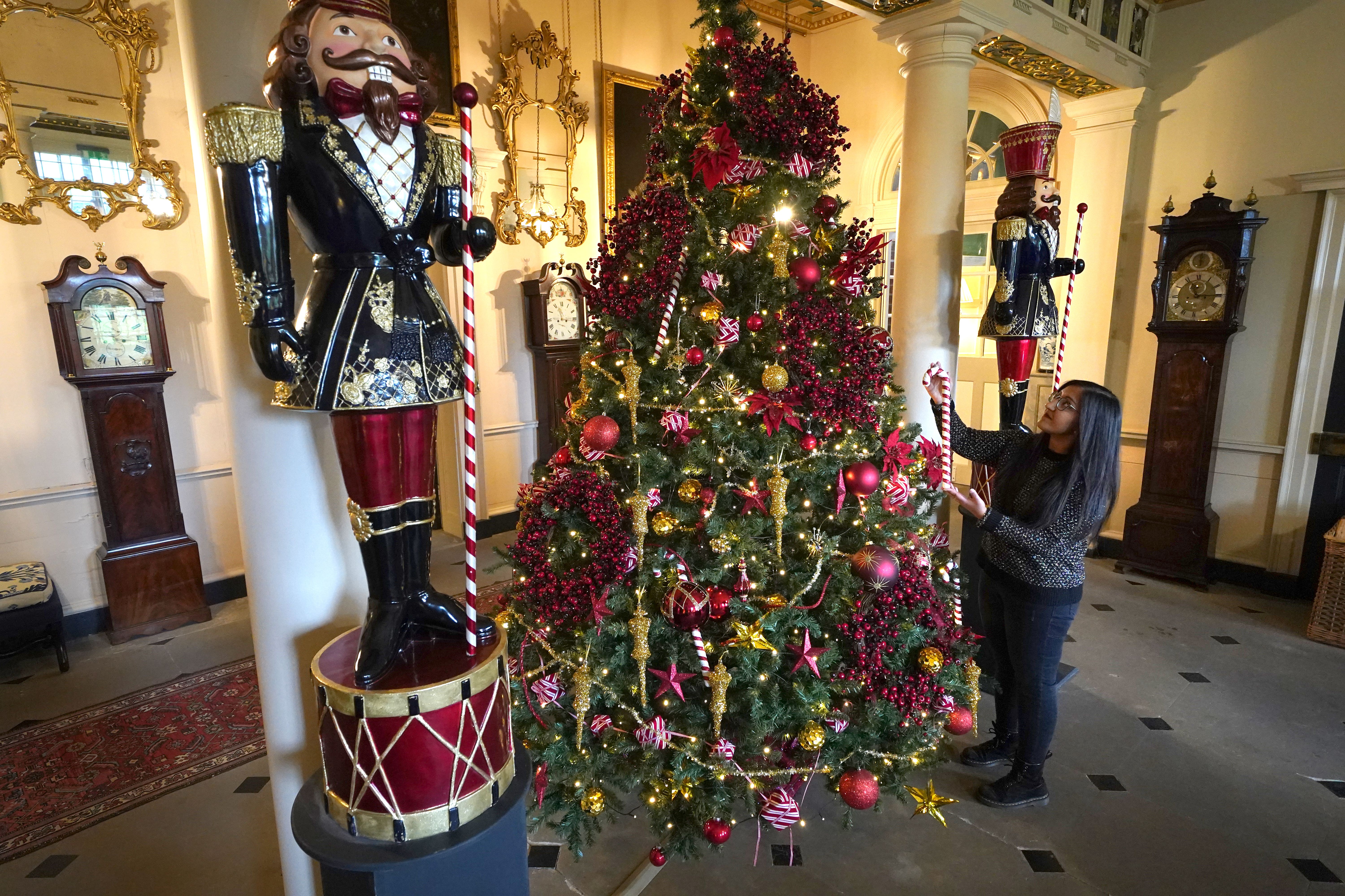 Christmas displays in the grand entrance hall of Dumfries House (Andrew Milligan/PA)