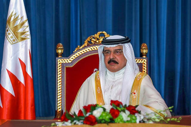 <p>Bahrain’s King Hamad bin Isa al-Khalifa delivers a speech to the UN General Assembly in 2020 </p>