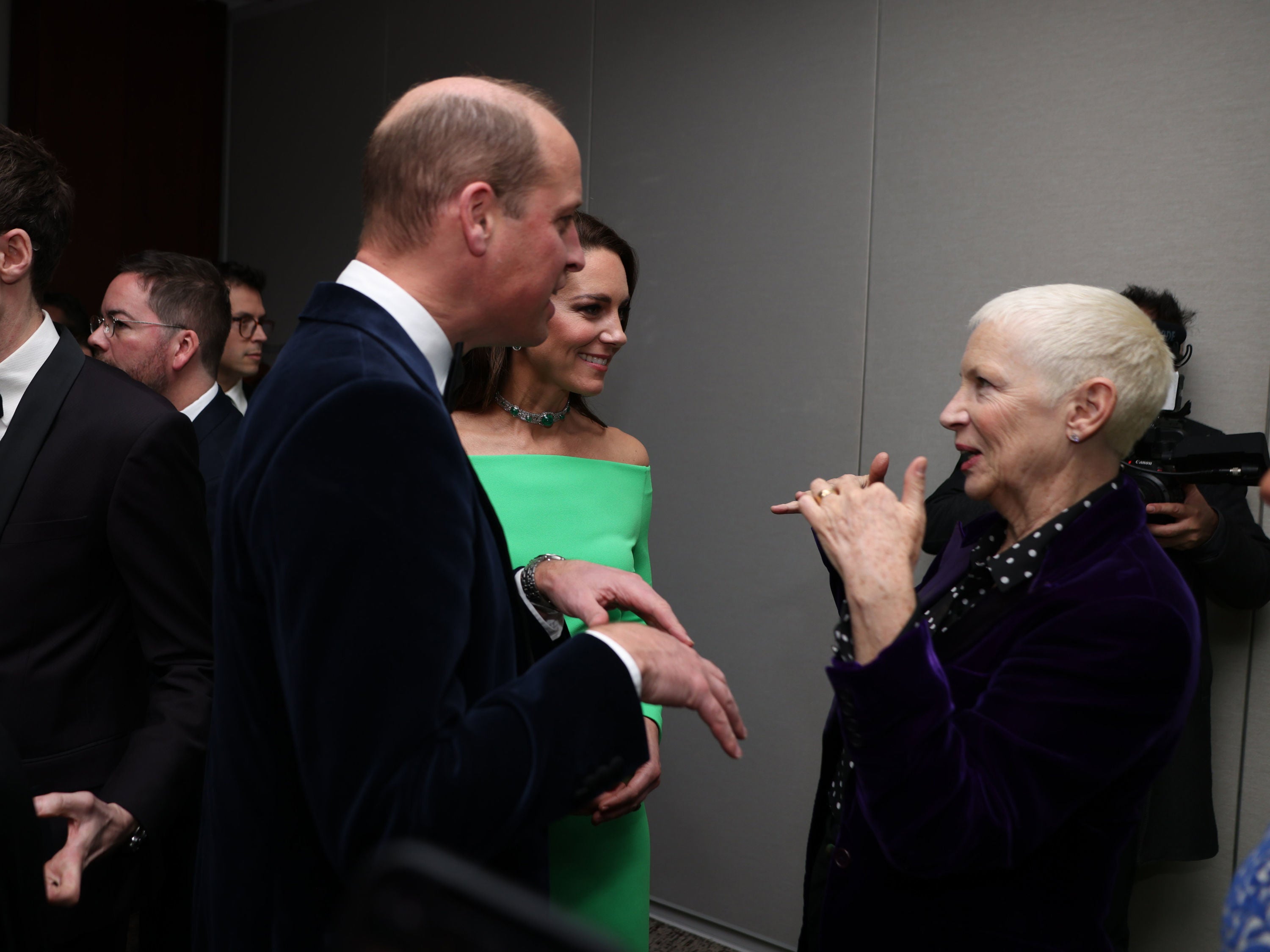 The Prince and Princess of Wales talk to Annie Lennox at the second annual Earthshot Prize Awards Ceremony