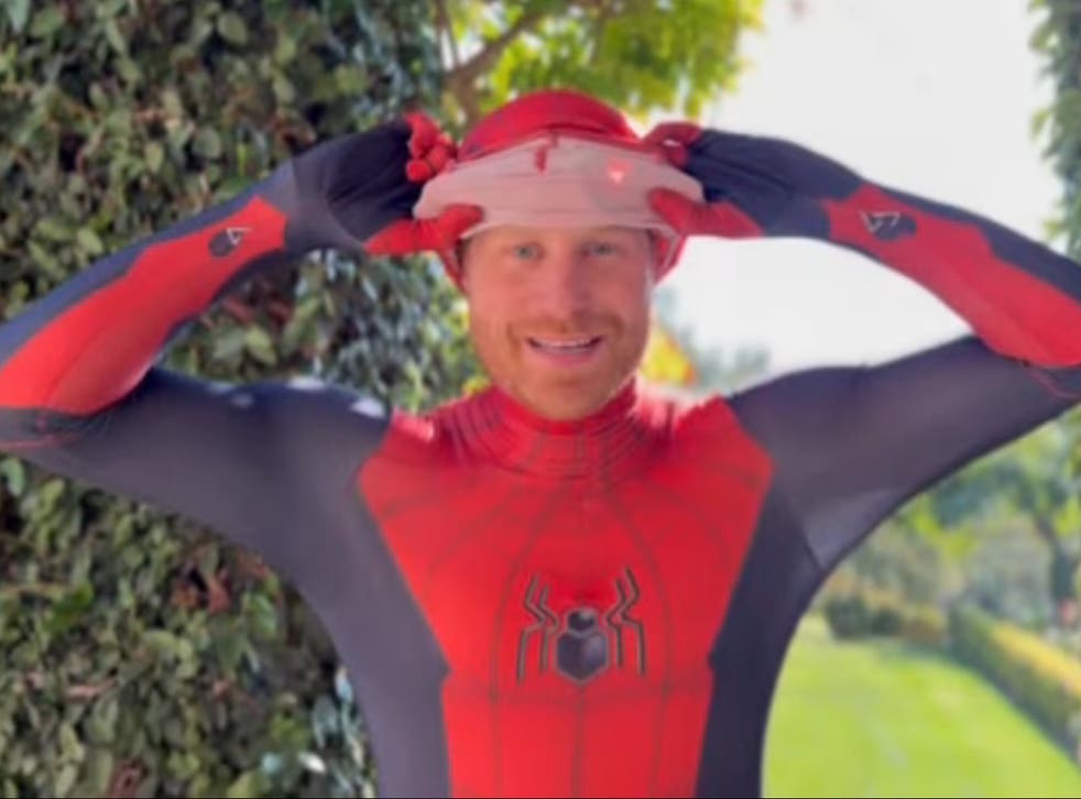Prince Harry dresses as SpiderMan in special charity Christmas message