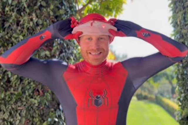 The Duke of Sussex dressed as Spider-Man for a Scotty’s Little Soldiers event (Scotty’s Little Soldiers/PA)