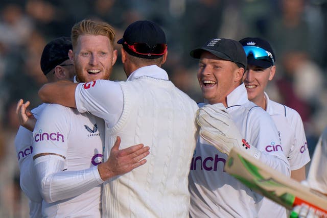 England’s daring declaration has set the course for a thrilling final day of the first Test with Pakistan requiring 263 more runs to win (Anjum Naveed/PA)
