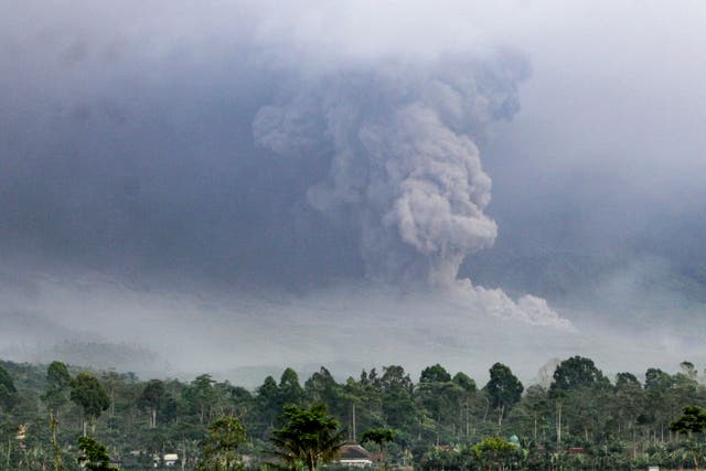 <p>Mount Semeru sends clouds of ash a long way into the air </p>