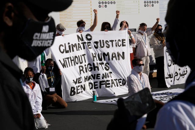 <p>A silent protest for climate justice and human rights at Cop27 in November</p>